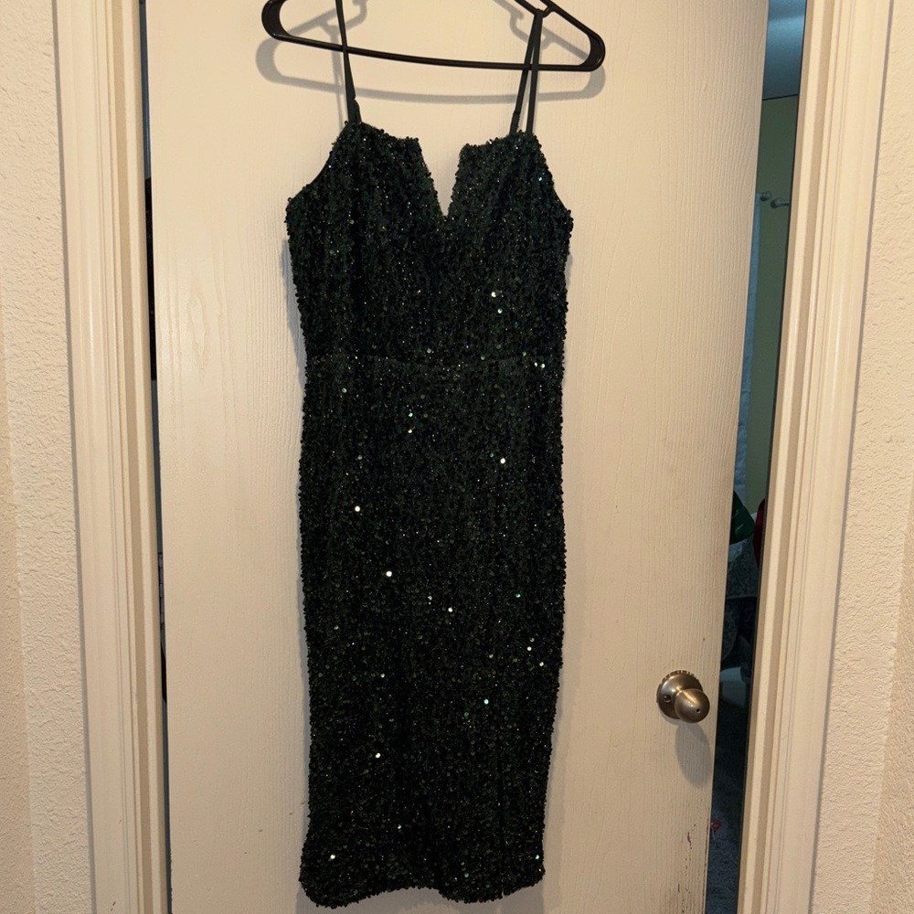 Glamorous Dark Green Sequin Midi Dress
